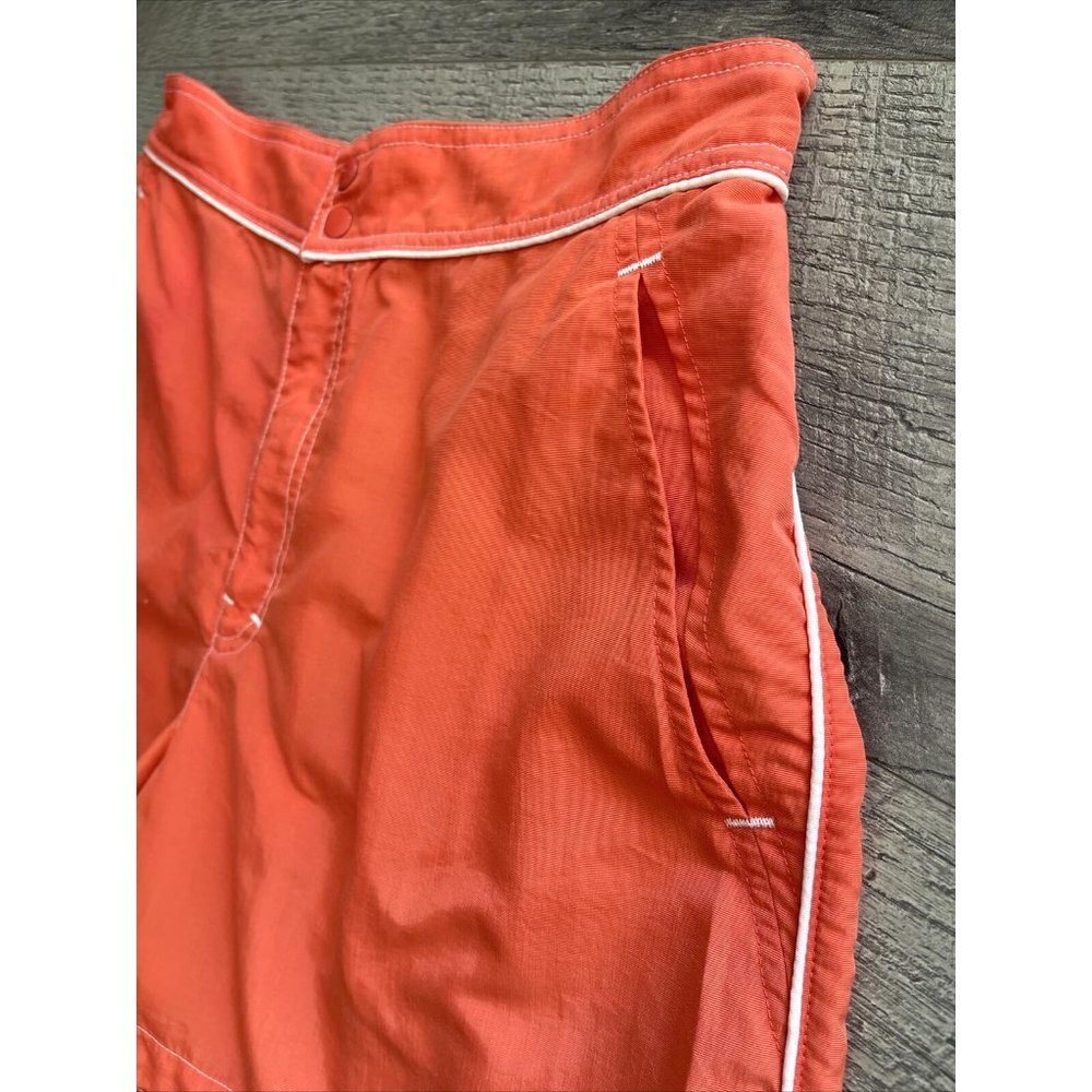 Catalina Swim Shorts Womens Large Orange Nylon Trunks Elastic Pockets Piping - Picture 5 of 14
